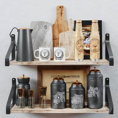 现代厨房用品 菜板 茶杯 茶壶 墙饰壁架